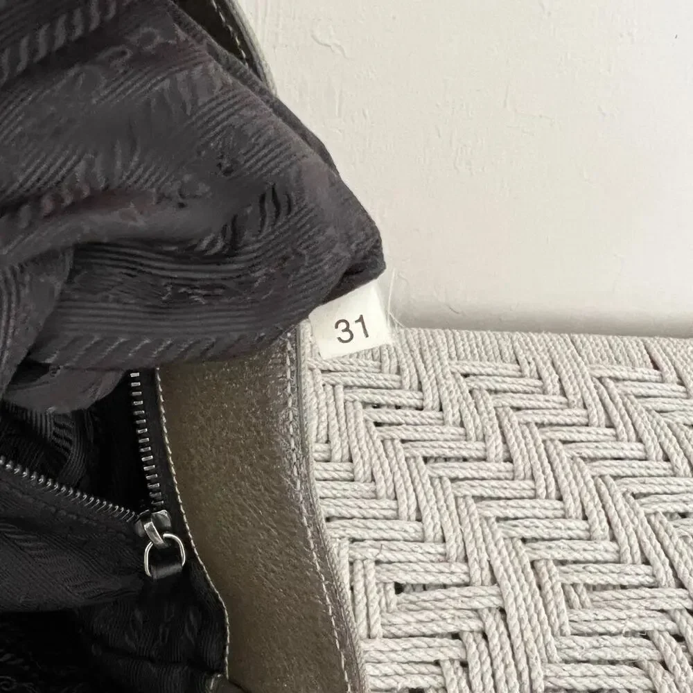 PRADA Olive Logo Canvas and Leather Tote Bag - Picture 10 of 13